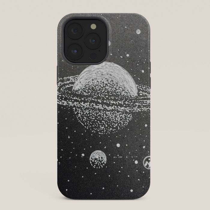 "Saturn's Moons" Outer Space Original Art, Planets, Galaxy Wall Decor iPhone Case