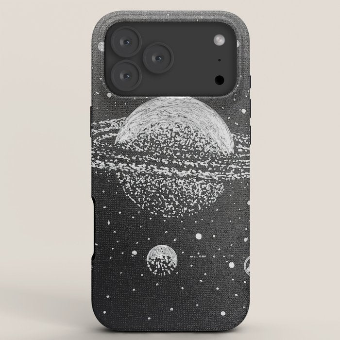 "Saturn's Moons" Outer Space Original Art, Planets, Galaxy Wall Decor iPhone Case