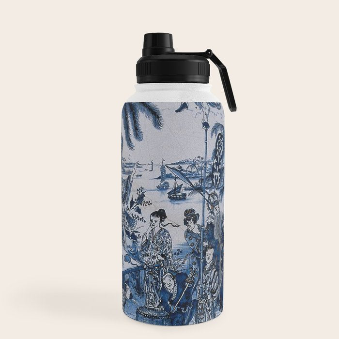 17th Century Delftware Chinoiserie Water Bottle