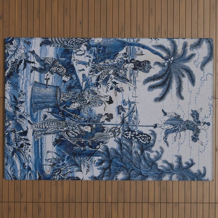 17th Century Delftware Chinoiserie Outdoor Rug