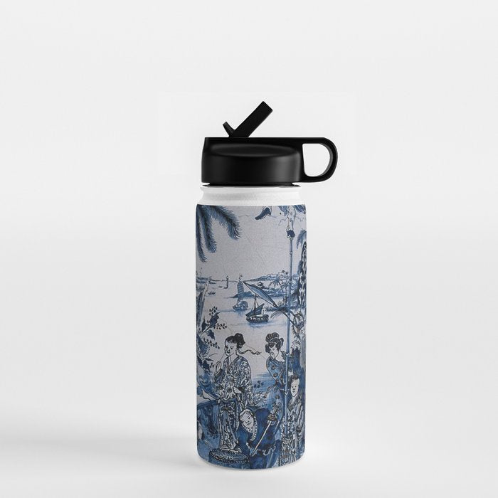 17th Century Delftware Chinoiserie Water Bottle