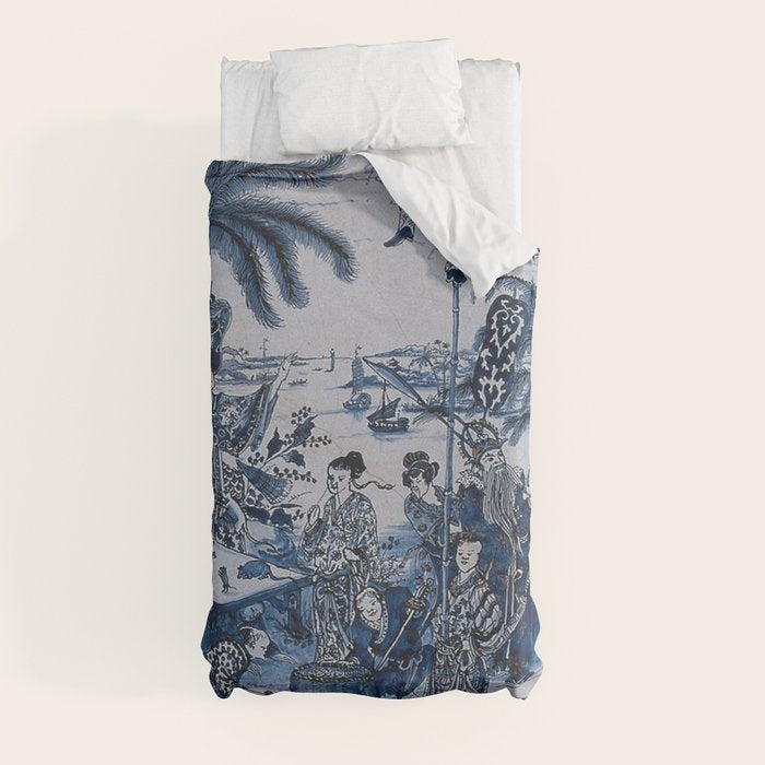 17th Century Delftware Chinoiserie Duvet Cover