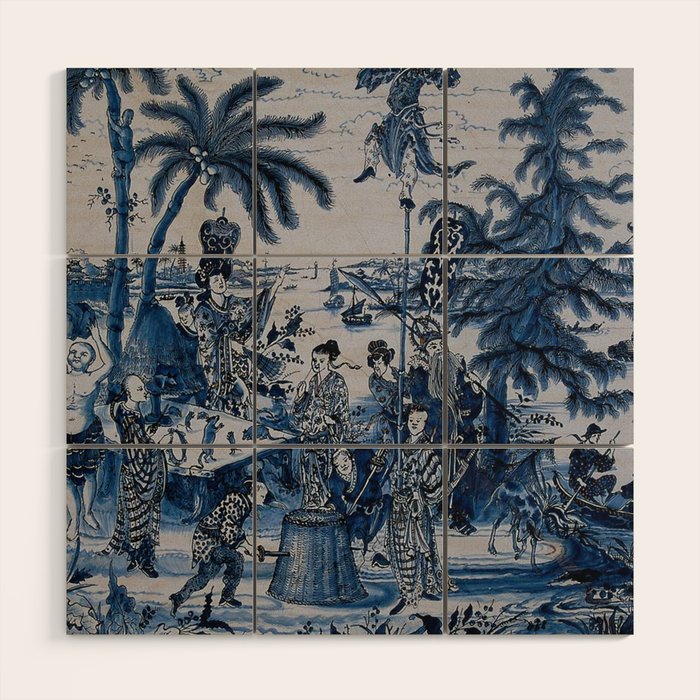 17th Century Delftware Chinoiserie Wood Wall Art