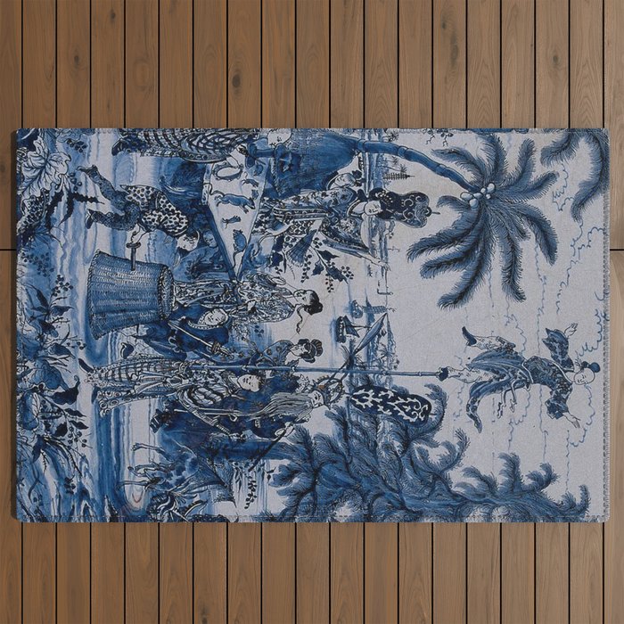 17th Century Delftware Chinoiserie Outdoor Rug
