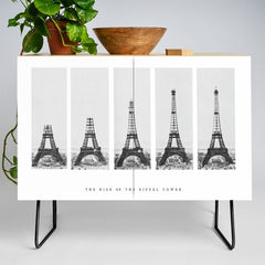 1888-1889 The Rise of the Eiffel Tower Construction Sequence black and white photography Credenza