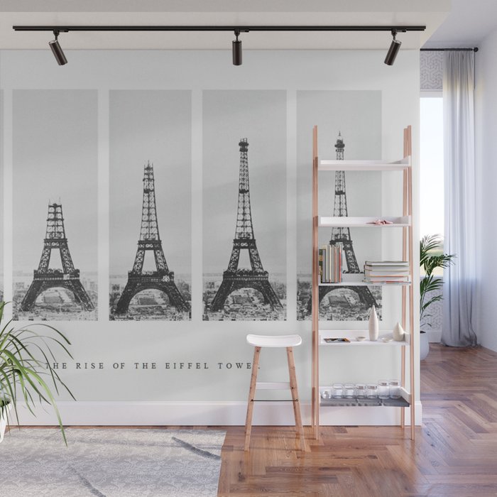 1888-1889 The Rise of the Eiffel Tower Construction Sequence black and white photography Wall Mural