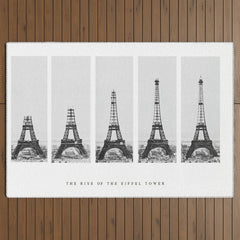 1888-1889 The Rise of the Eiffel Tower Construction Sequence black and white photography Outdoor Rug