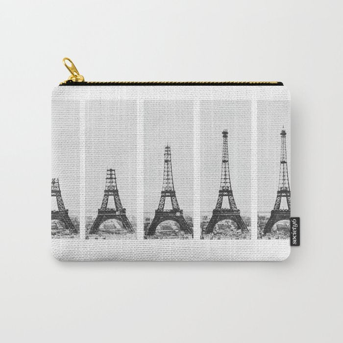 1888-1889 The Rise of the Eiffel Tower Construction Sequence black and white photography Carry All Pouch