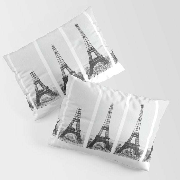 1888-1889 The Rise of the Eiffel Tower Construction Sequence black and white photography Pillow Sham