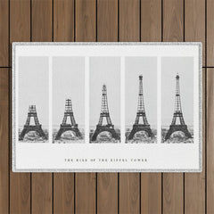 1888-1889 The Rise of the Eiffel Tower Construction Sequence black and white photography Outdoor Rug