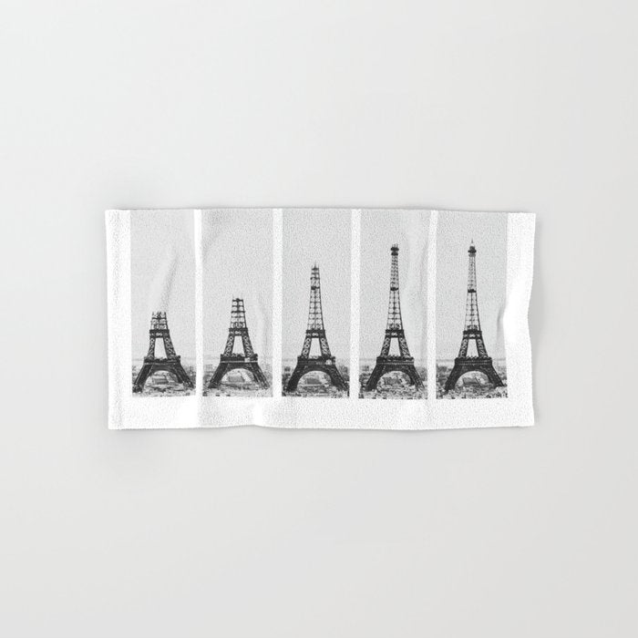 1888-1889 The Rise of the Eiffel Tower Construction Sequence black and white photography Bath Towel