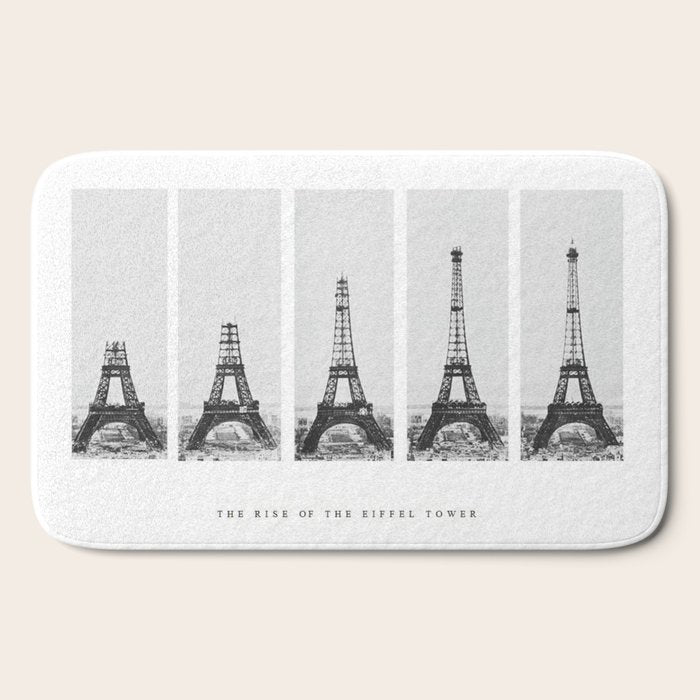1888-1889 The Rise of the Eiffel Tower Construction Sequence black and white photography Bath Mat