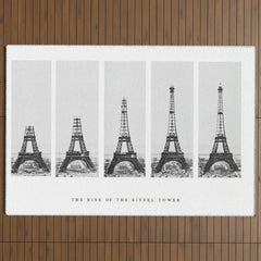 1888-1889 The Rise of the Eiffel Tower Construction Sequence black and white photography Outdoor Rug