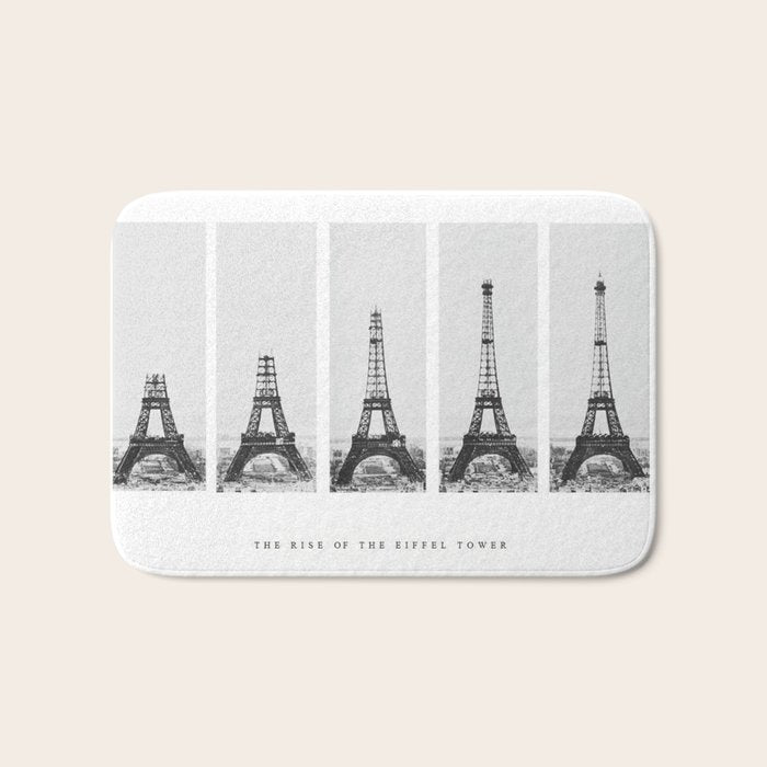 1888-1889 The Rise of the Eiffel Tower Construction Sequence black and white photography Bath Mat