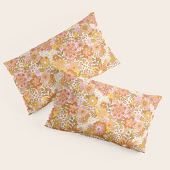 70s Floral Pattern Pillow Sham