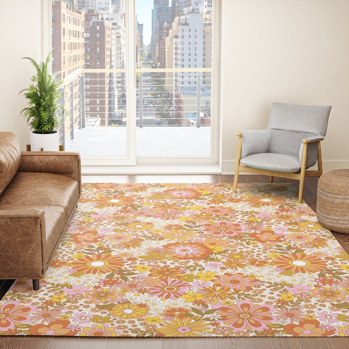 70s Floral Pattern Rug