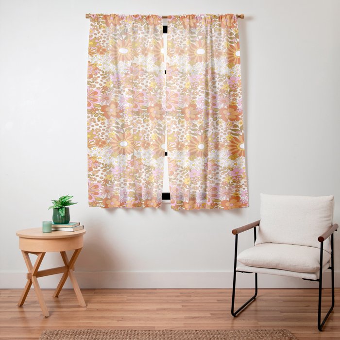 70s Floral Pattern Window Curtain