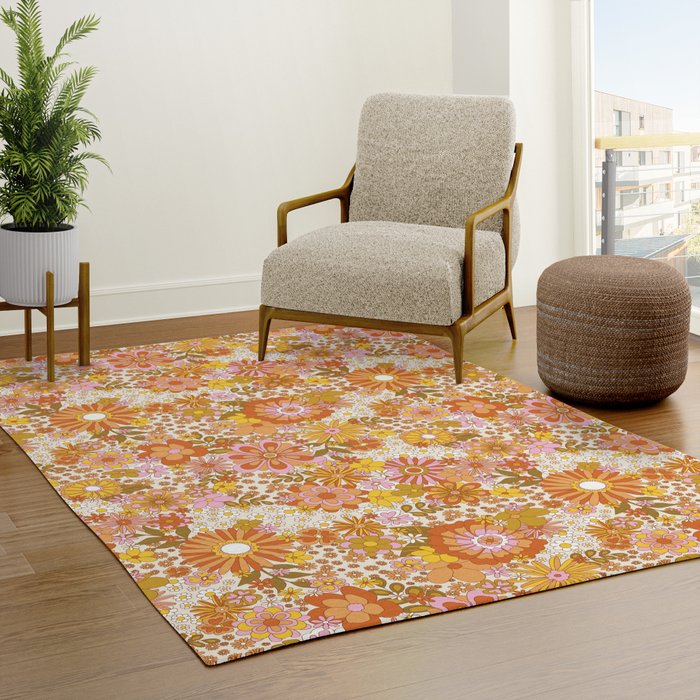 70s Floral Pattern Rug
