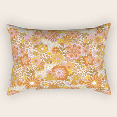 70s Floral Pattern Rectangular Pillow