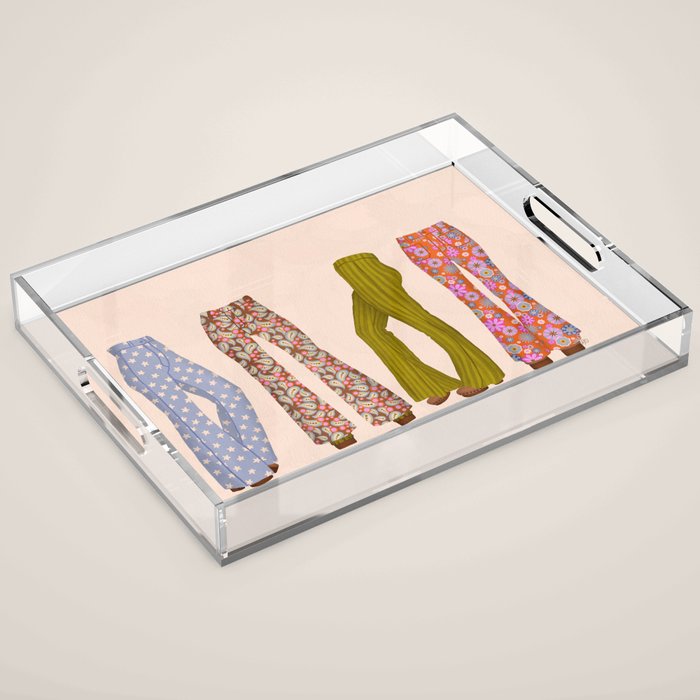 1970s Bellbottom Bliss Retro Fashion Acrylic Tray