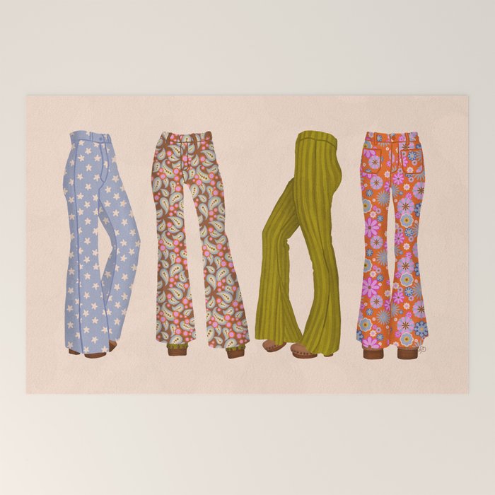 1970s Bellbottom Bliss Retro Fashion Welcome Mat