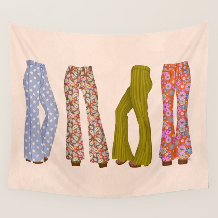 1970s Bellbottom Bliss Retro Fashion Wall Tapestry