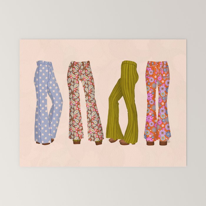 1970s Bellbottom Bliss Retro Fashion Mini Art Print