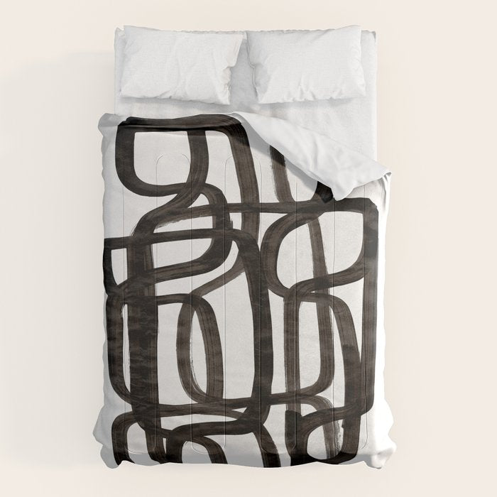 Writing On The Wall' Mid Century Modern Fun Abstract Shapes  Comforter