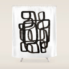 Writing On The Wall' Mid Century Modern Fun Abstract Shapes  Shower Curtain