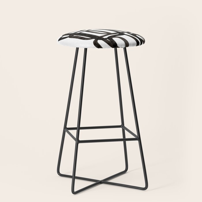 Writing On The Wall' Mid Century Modern Fun Abstract Shapes  Stool
