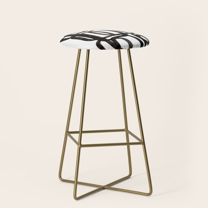 Writing On The Wall' Mid Century Modern Fun Abstract Shapes  Stool