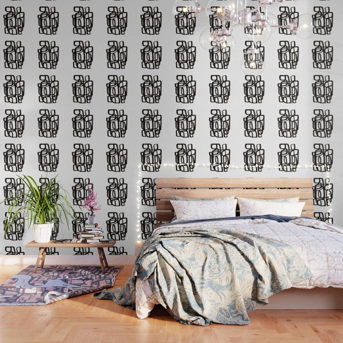 Writing On The Wall' Mid Century Modern Fun Abstract Shapes  Wallpaper