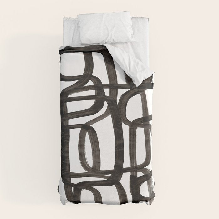 Writing On The Wall' Mid Century Modern Fun Abstract Shapes  Duvet Cover