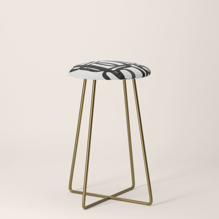 Writing On The Wall' Mid Century Modern Fun Abstract Shapes  Stool