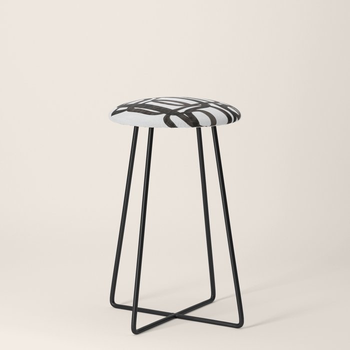 Writing On The Wall' Mid Century Modern Fun Abstract Shapes  Stool