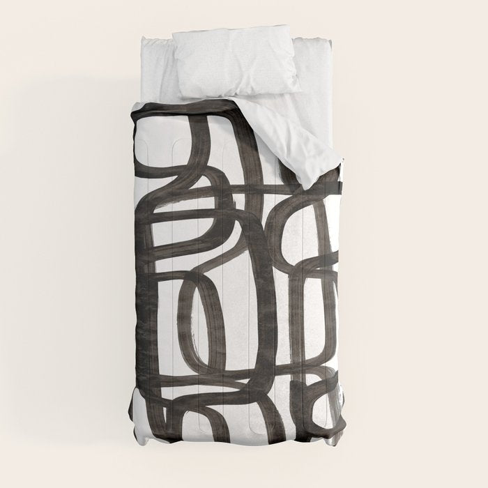 Writing On The Wall' Mid Century Modern Fun Abstract Shapes  Comforter
