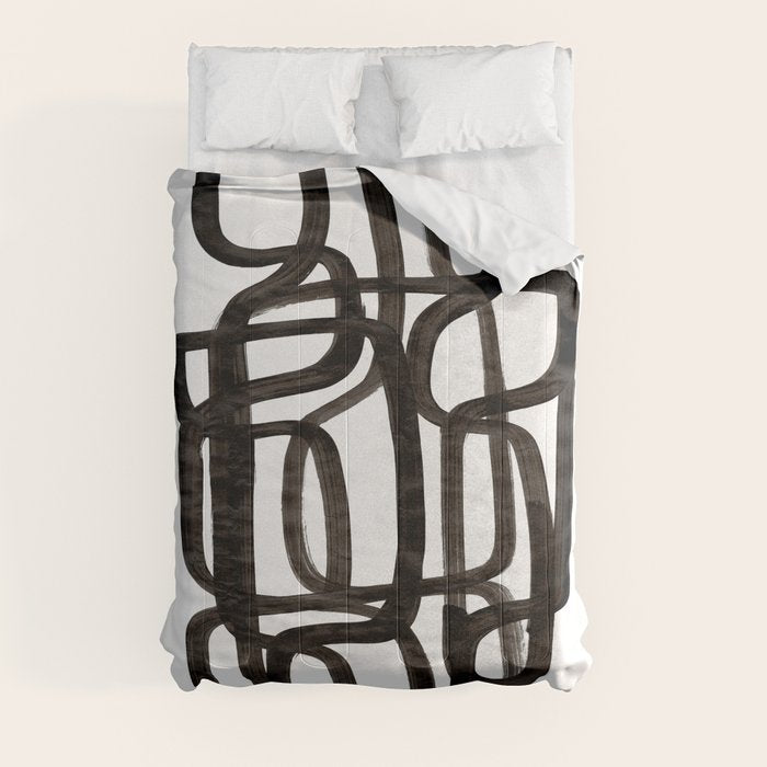 Writing On The Wall' Mid Century Modern Fun Abstract Shapes  Comforter