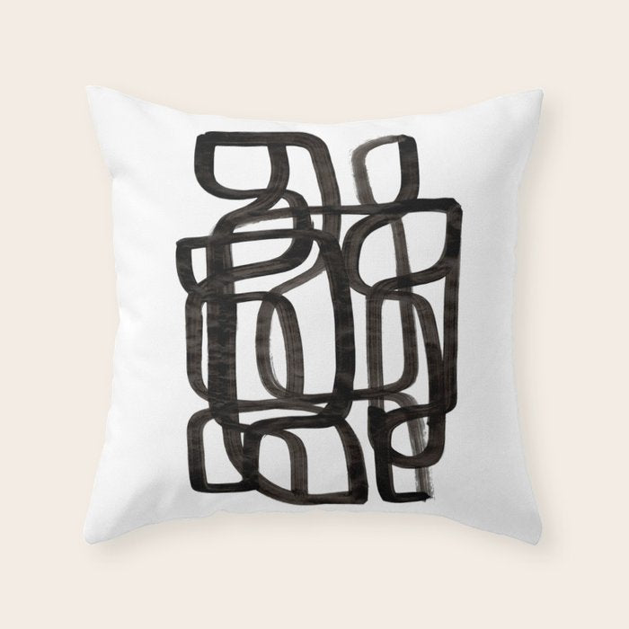 Writing On The Wall' Mid Century Modern Fun Abstract Shapes  Throw Pillow