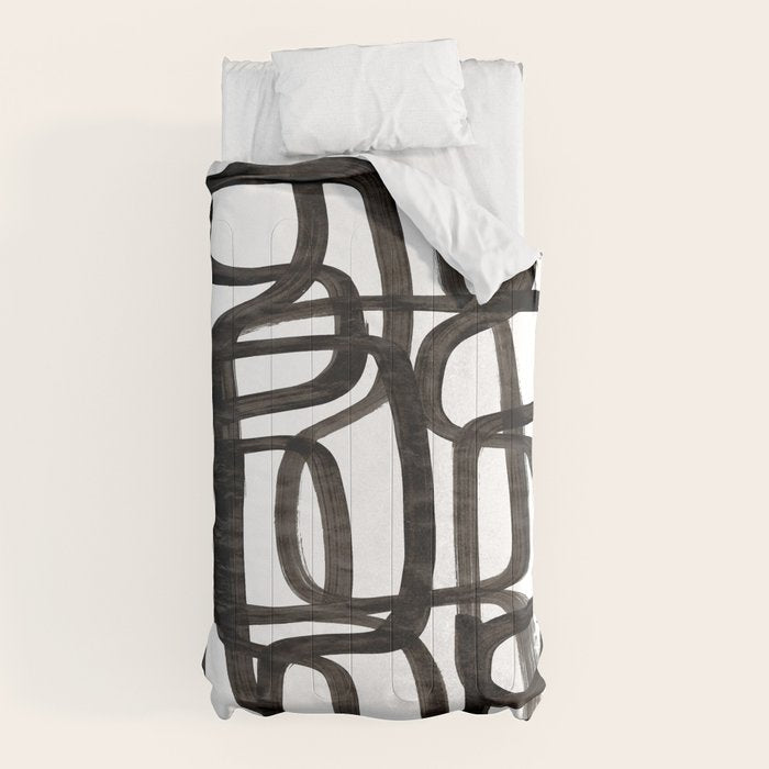 Writing On The Wall' Mid Century Modern Fun Abstract Shapes  Comforter