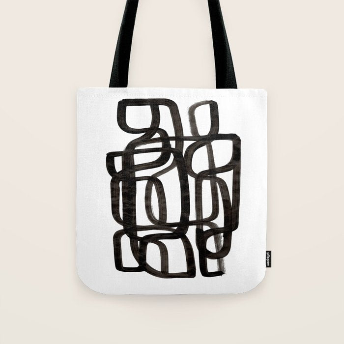 Writing On The Wall' Mid Century Modern Fun Abstract Shapes  Tote Bag