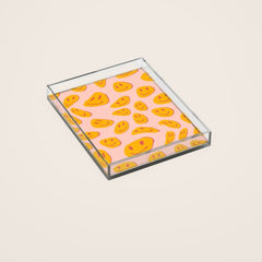 70s retro yellow smile face illustration  Acrylic Tray