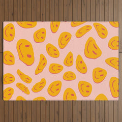 70s retro yellow smile face illustration  Outdoor Rug
