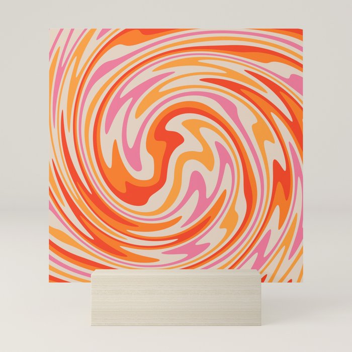 70s Retro Swirl Color Abstract Mini Art Print