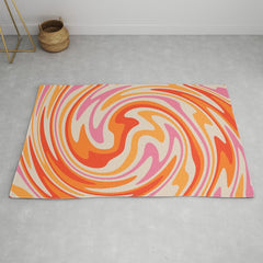 70s Retro Swirl Color Abstract Rug