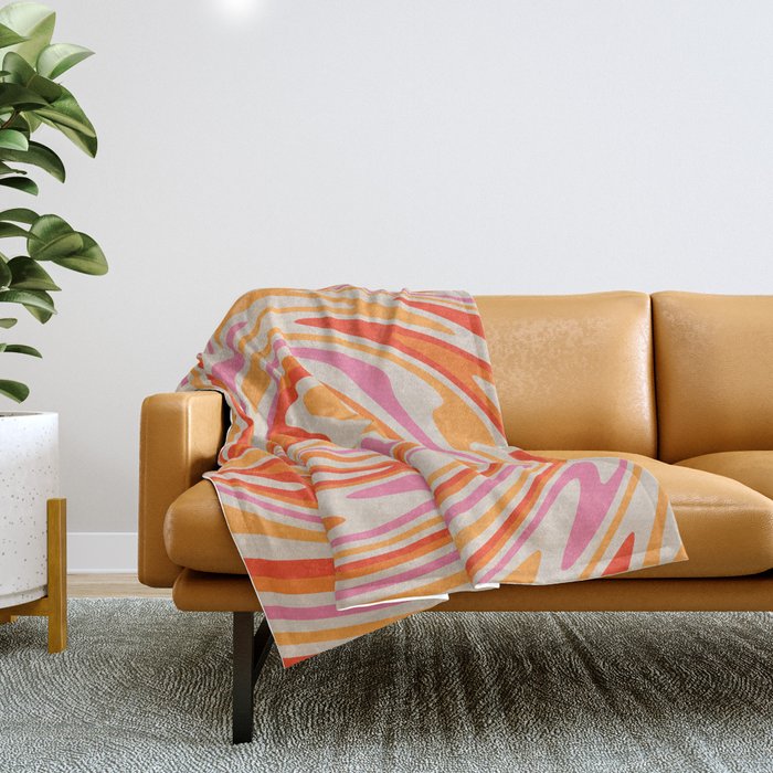 70s Retro Swirl Color Abstract Throw Blanket
