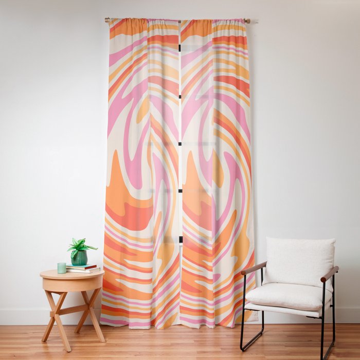 70s Retro Swirl Color Abstract Window Curtain