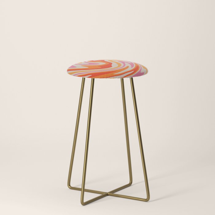 70s Retro Swirl Color Abstract Stool