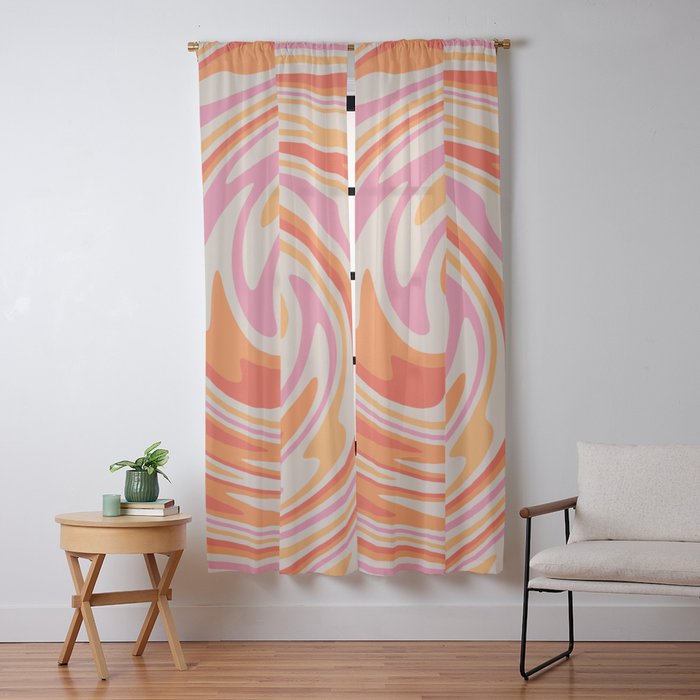 70s Retro Swirl Color Abstract Window Curtain