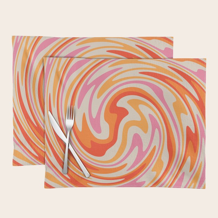70s Retro Swirl Color Abstract Placemat