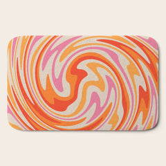 70s Retro Swirl Color Abstract Bath Mat